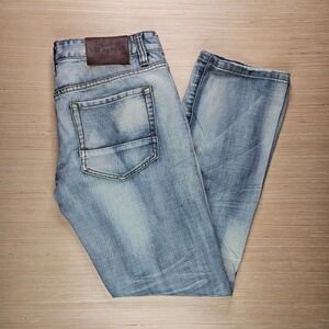 Kilogram Mens Distressed Light Wash Denim Jeans 34x32 Straight Leg Ripped Y2K